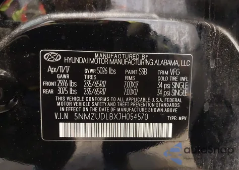 2018 Hyundai Santa Fe Sport 2.4L from USA, damaged, VIN 5NMZUDLBXJH054570